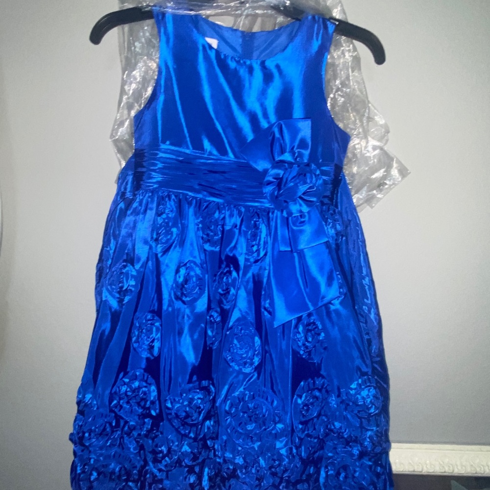 Girls blue flower dress size 8